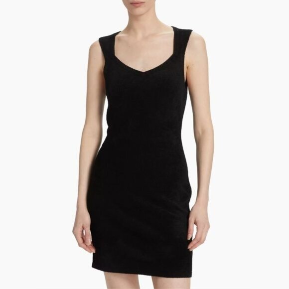 New Theory Micro Velvet Sleeveless Mini Dress in Black Size L - Picture 3 of 13
